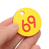 50Pcs Beehive Tag ABS Round Numbered Sign Labels with Hole Livestock Accessory Red Yellow