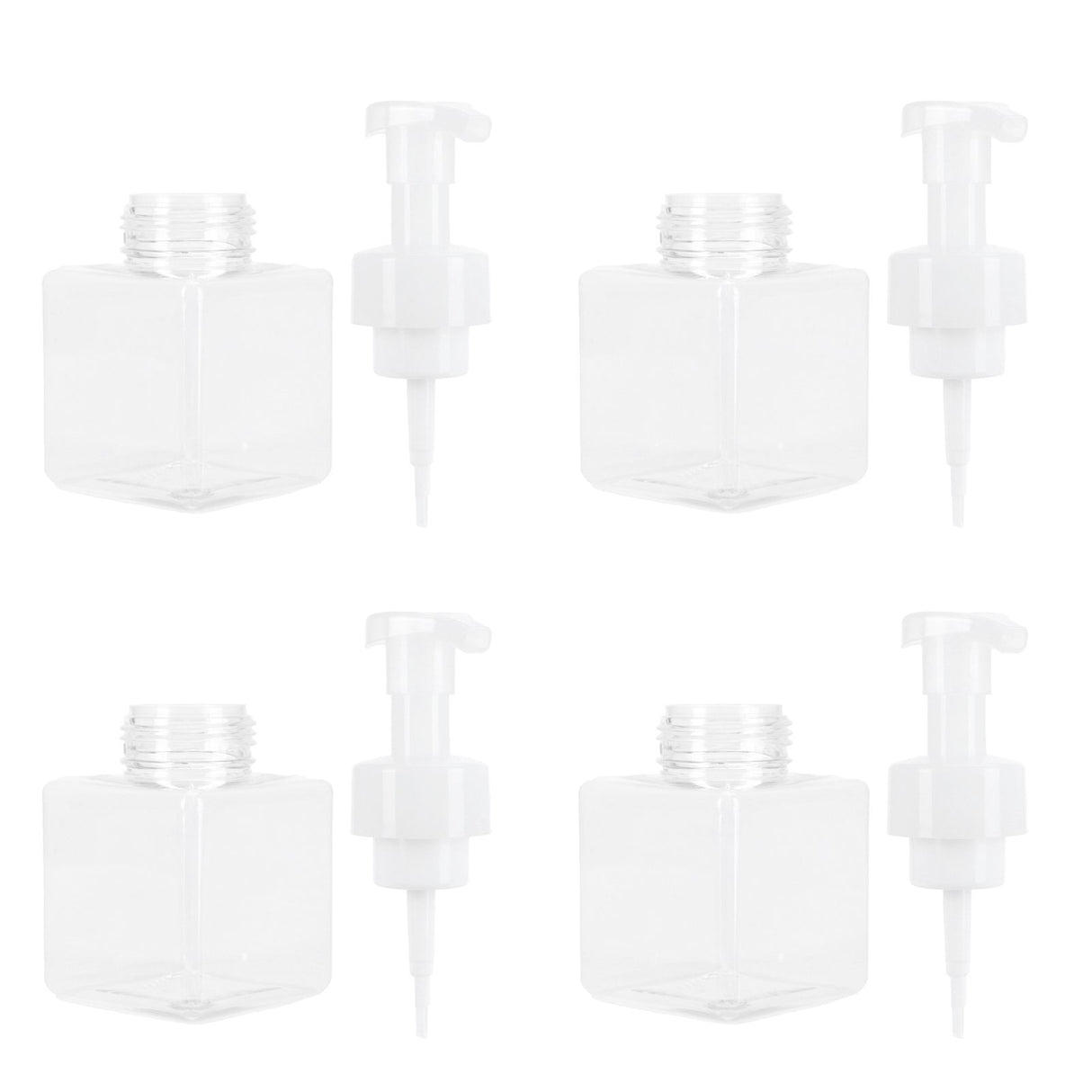 4PCS 250ml Clear Plastic Pump Bottles Foaming Soap Dispenser Refillable Foam Bottle Travel Use