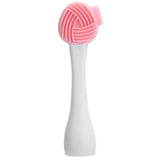 Handheld Silicone Face Cleaning Brush Mask DIY Mixing Stick Makeup Cleansing BrushPink and White Single Head