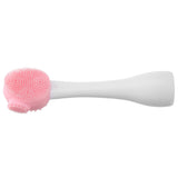 Handheld Silicone Face Cleaning Brush Mask DIY Mixing Stick Makeup Cleansing BrushPink and White Single Head - Rear View