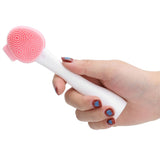 Handheld Silicone Face Cleaning Brush Mask DIY Mixing Stick Makeup Cleansing BrushPink and White Single Head