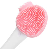 Handheld Silicone Face Cleaning Brush Mask DIY Mixing Stick Makeup Cleansing BrushPink and White Single Head - Extra Image