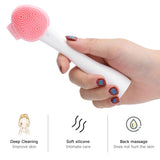 Handheld Silicone Face Cleaning Brush Mask DIY Mixing Stick Makeup Cleansing BrushPink and White Single Head