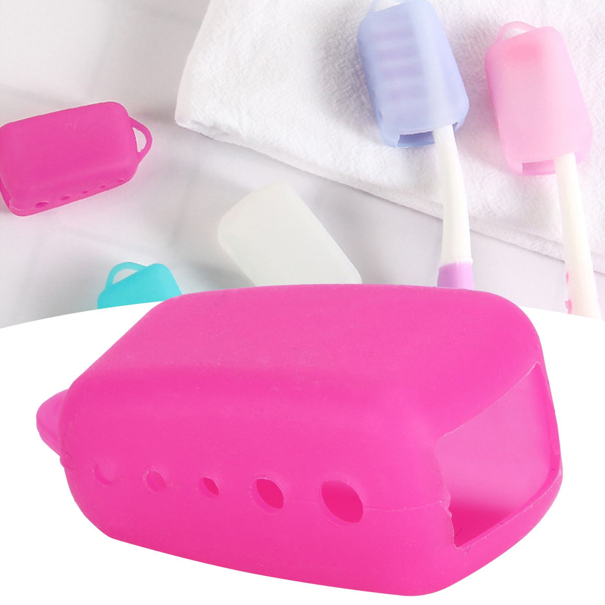 Silicone Toothbrush Head Cover Electric Toothbrush Protective Cap for Home Travel CampingRose Red