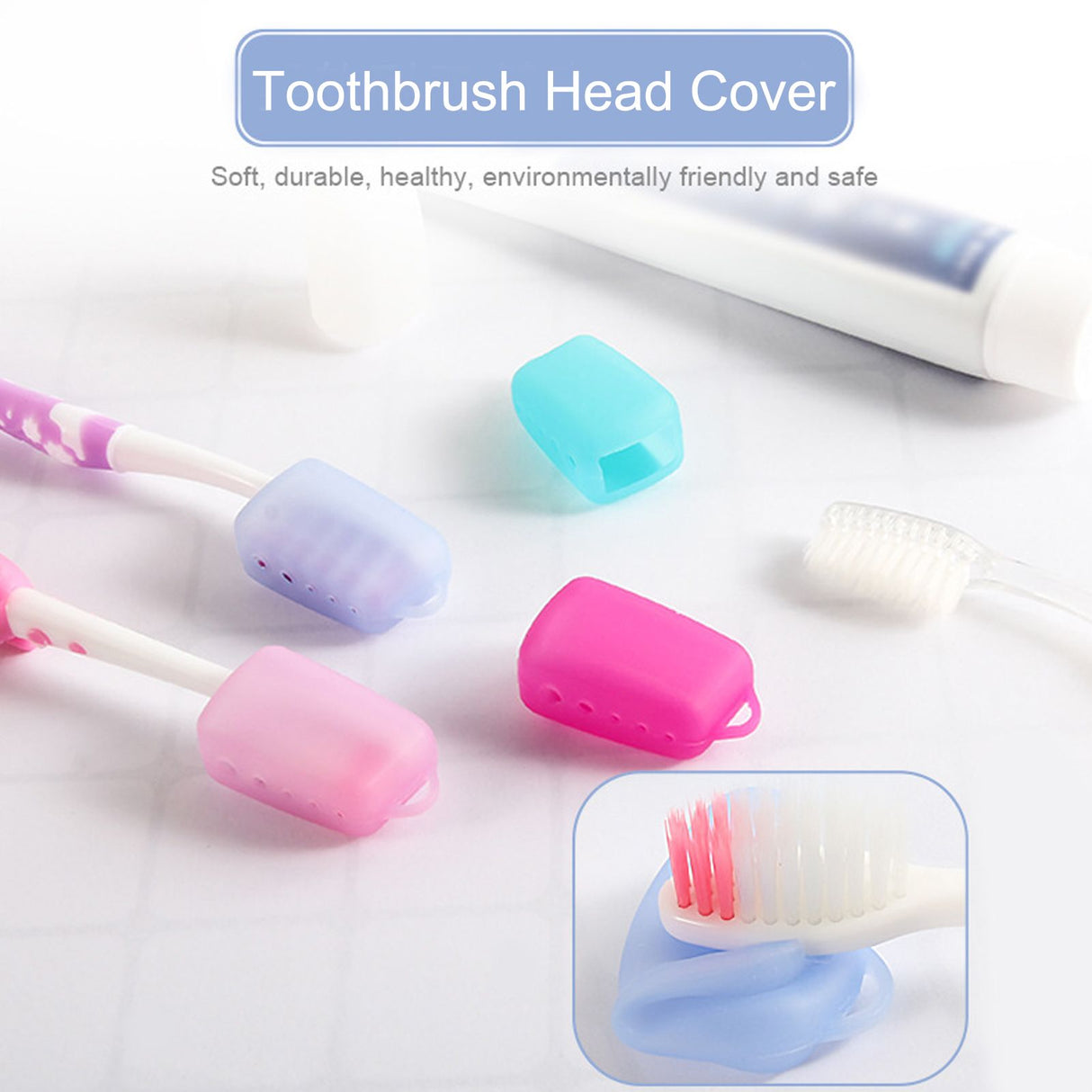 Silicone Toothbrush Head Cover Electric Toothbrush Protective Cap for Home Travel CampingLight Blue