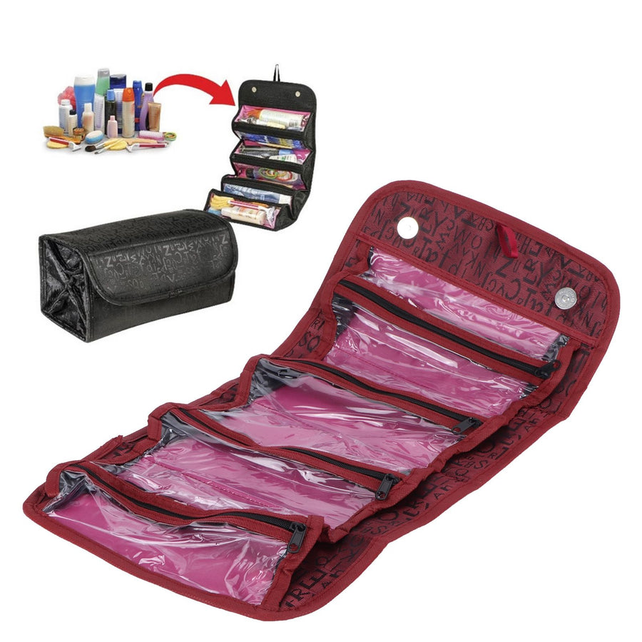 Fashion Travel Cosmetic Bag Multifunctional Makeup Storage Organizer for Storing CosmeticsRed