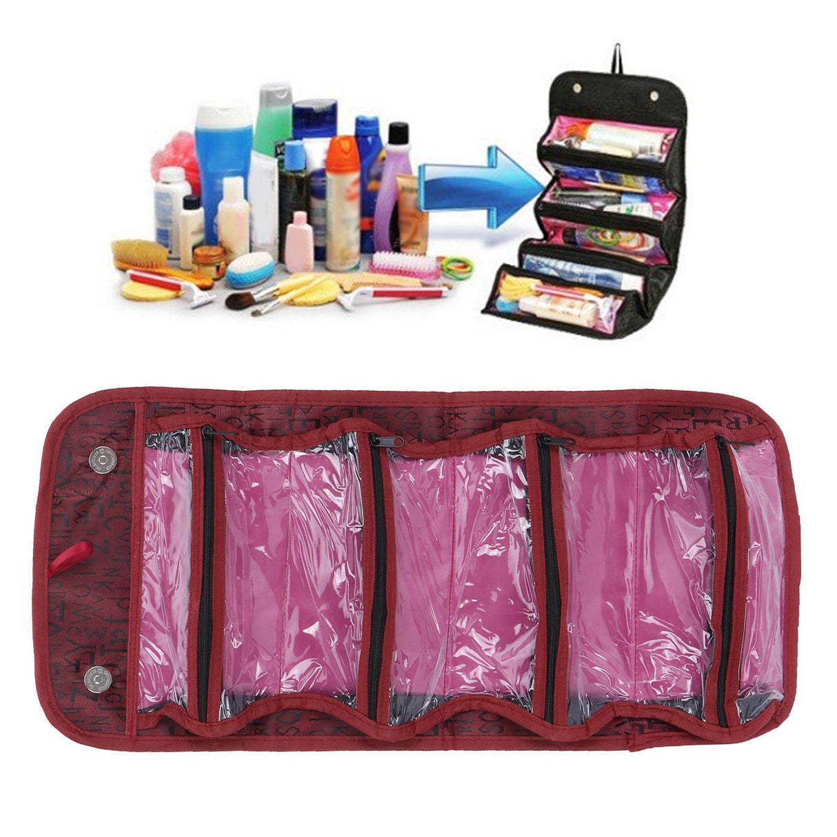 Fashion Travel Cosmetic Bag Multifunctional Makeup Storage Organizer for Storing CosmeticsRed