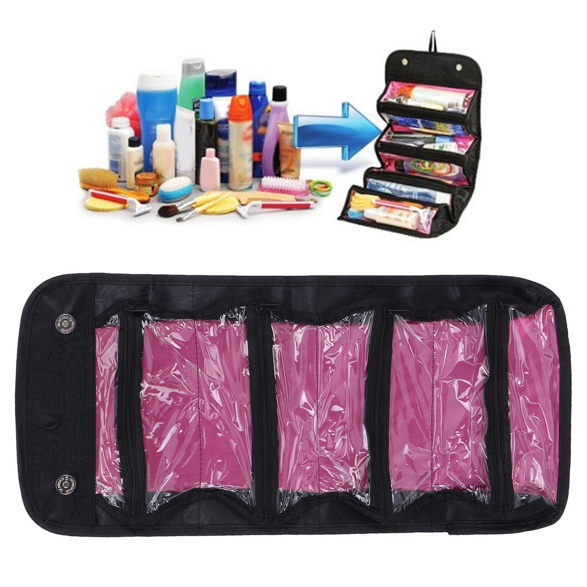 Fashion Travel Cosmetic Bag Multifunctional Makeup Storage Organizer for Storing CosmeticsBlack