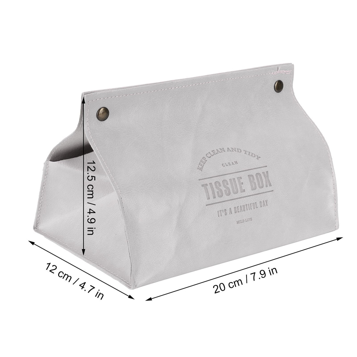 PU Leather Originality Tissue Box Desktop Tissue Organizer for Bedroom Living RoomGray