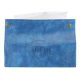 PU Leather Originality Tissue Box Desktop Tissue Organizer for Bedroom Living RoomBlue - Close-Up Angle