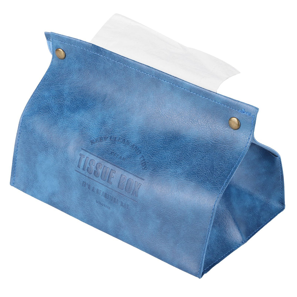 PU Leather Originality Tissue Box Desktop Tissue Organizer for Bedroom Living RoomBlue