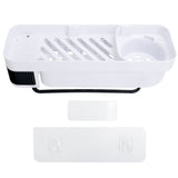 No Drilling Corner Shower Shelf Wall Mounted Bathroom Storage Rack with Towel Hook(White Black )
