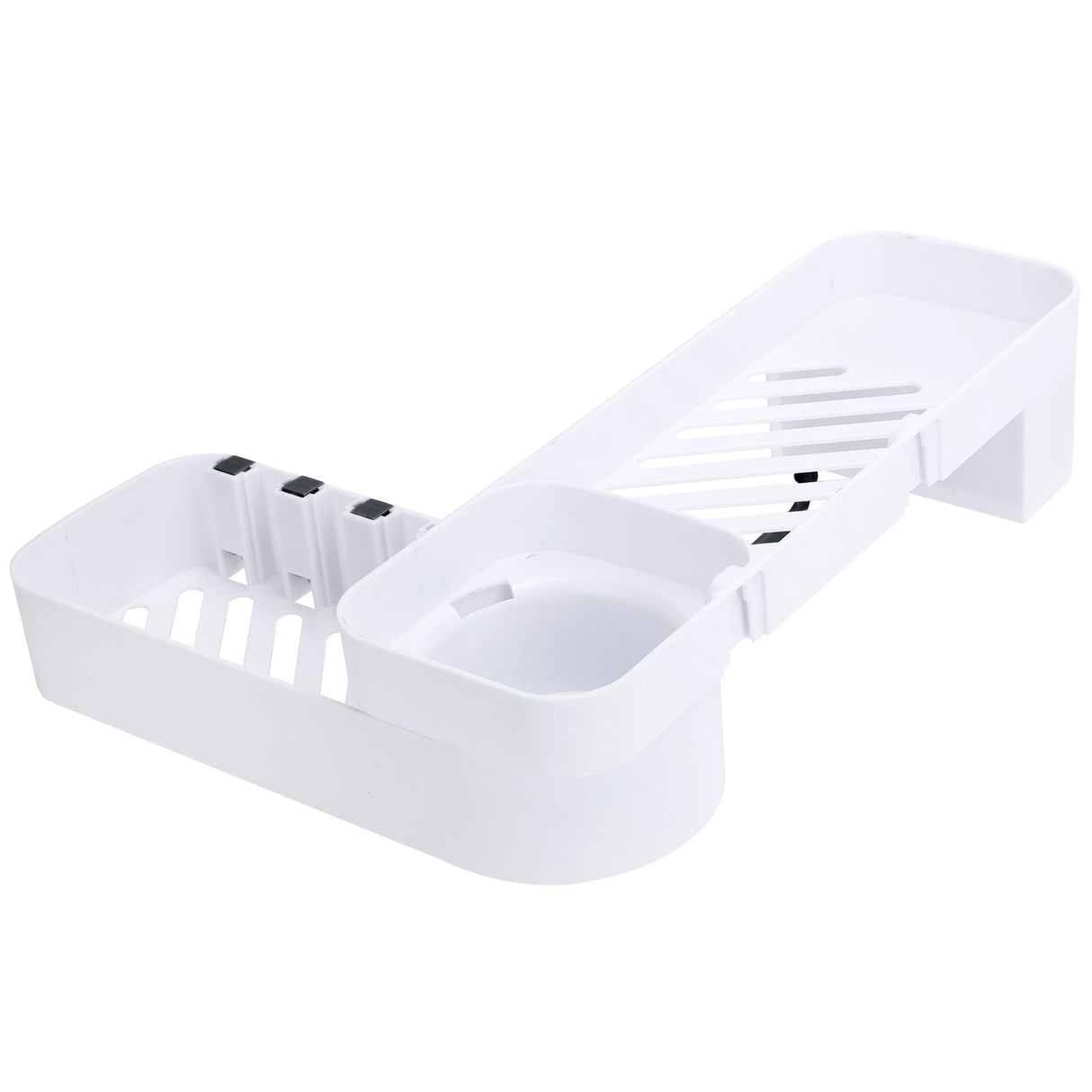 No Drilling Corner Shower Shelf Wall Mounted Bathroom Storage Rack with Towel Hook(White Black )