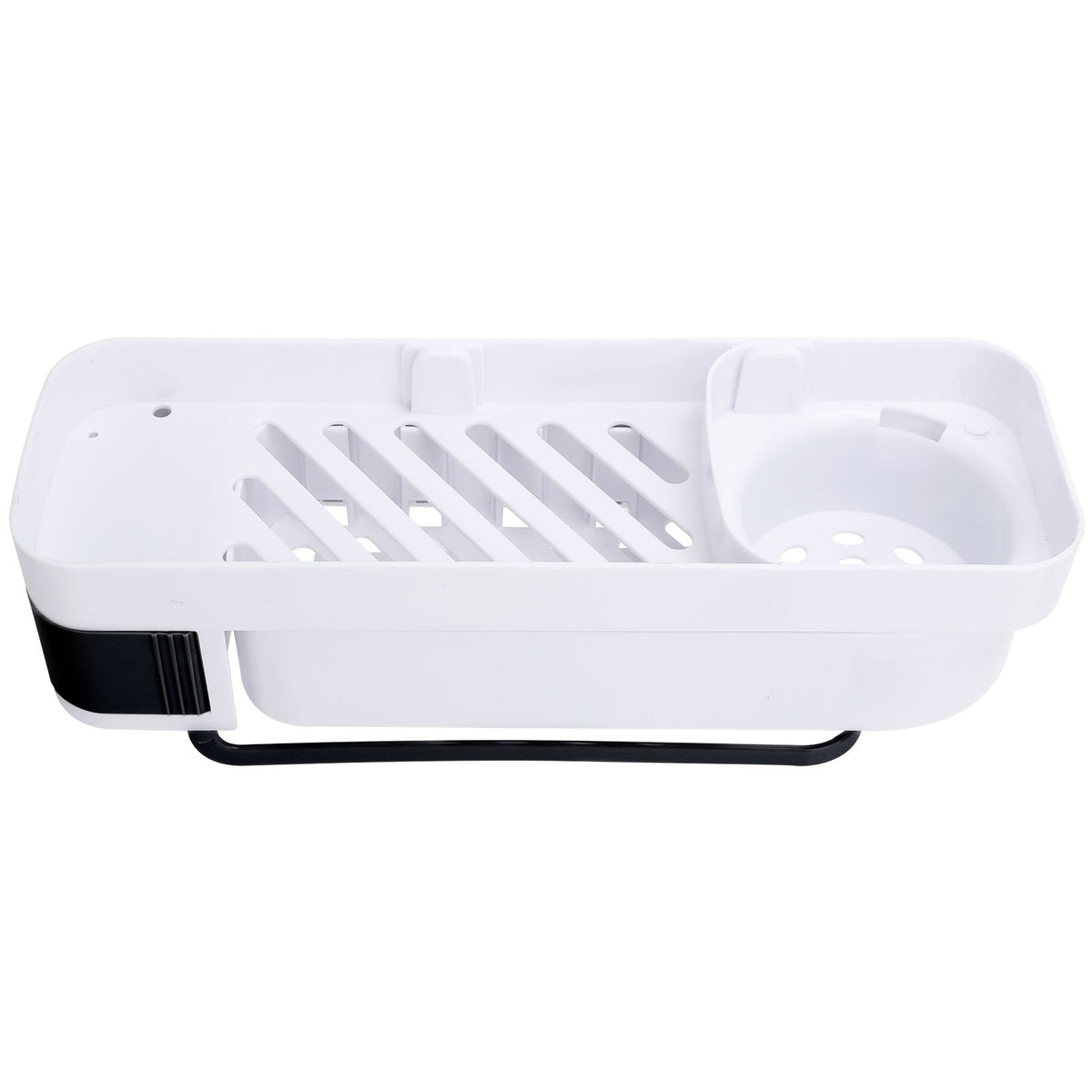 No Drilling Corner Shower Shelf Wall Mounted Bathroom Storage Rack with Towel Hook(White Black )