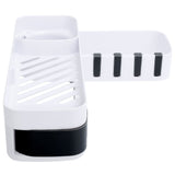 No Drilling Corner Shower Shelf Wall Mounted Bathroom Storage Rack with Towel Hook(White Black )