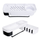 No Drilling Corner Shower Shelf Wall Mounted Bathroom Storage Rack with Towel Hook(White Black )