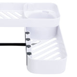 No Drilling Corner Shower Shelf Wall Mounted Bathroom Storage Rack with Towel Hook(White Black )