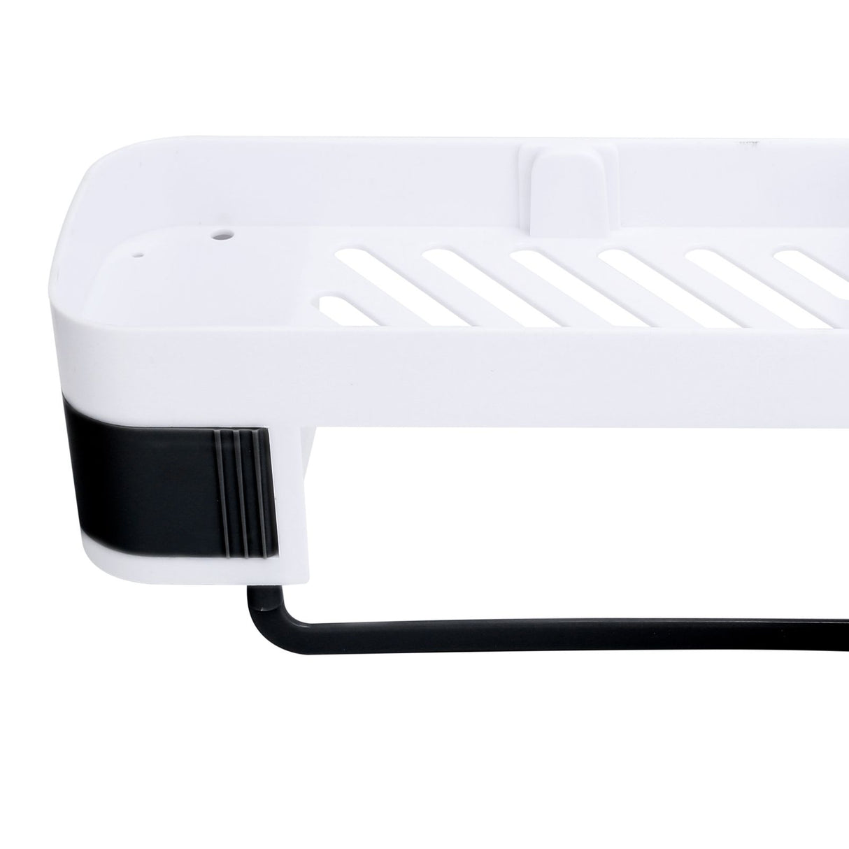 No Drilling Corner Shower Shelf Wall Mounted Bathroom Storage Rack with Towel Hook(White Black )
