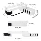 No Drilling Corner Shower Shelf Wall Mounted Bathroom Storage Rack with Towel Hook(White Black )