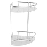2 Layer Corner Shower Shelf Wall Mounted Aluminum Rack for Bathroom Kitchen Dormitory - Side View