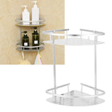 2 Layer Corner Shower Shelf Wall Mounted Aluminum Rack for Bathroom Kitchen Dormitory