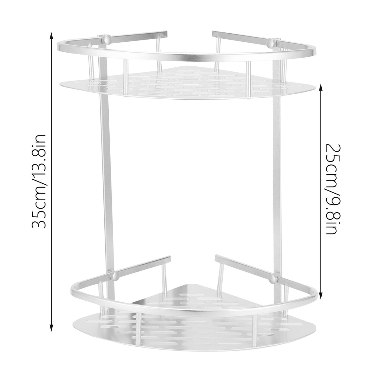 2 Layer Corner Shower Shelf Wall Mounted Aluminum Rack for Bathroom Kitchen Dormitory