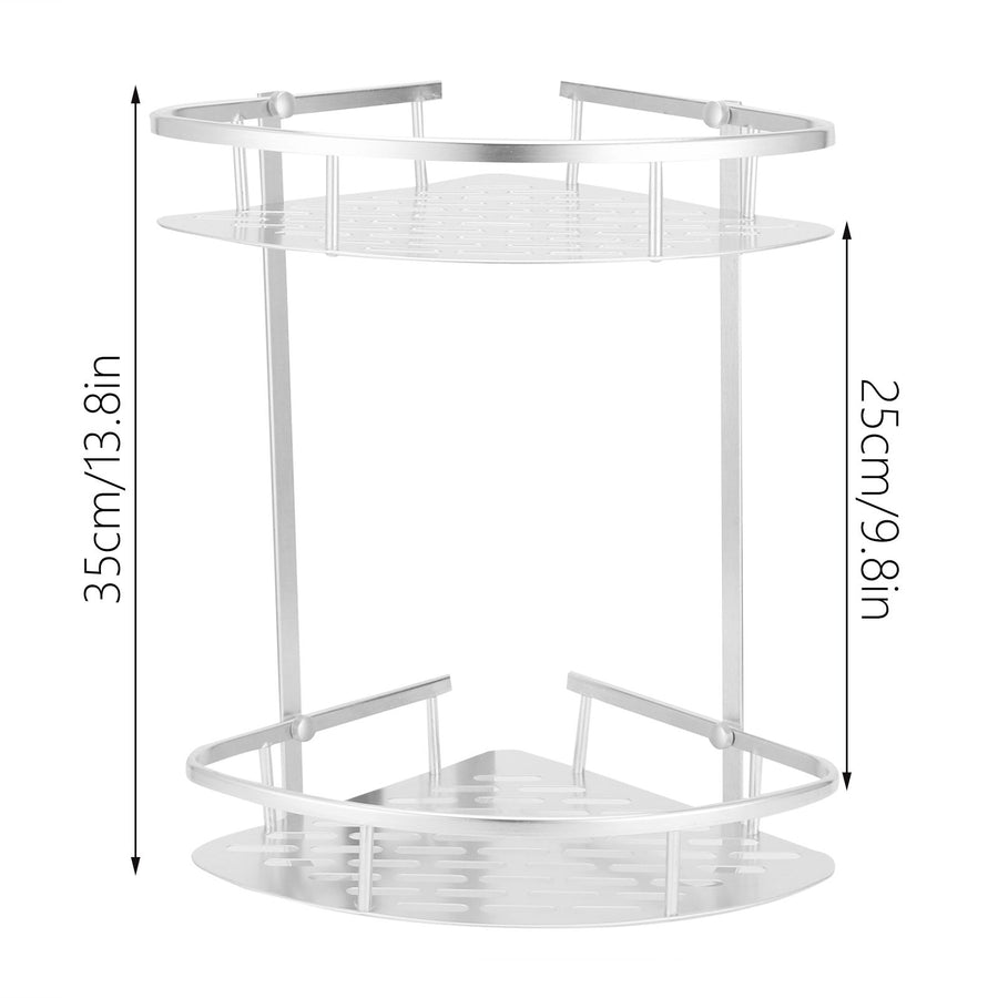 2 Layer Corner Shower Shelf Wall Mounted Aluminum Rack for Bathroom Kitchen Dormitory