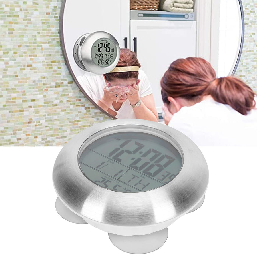 Shower Wall Clock Portable Waterproof Digital Clock with Temperature Calendar Display