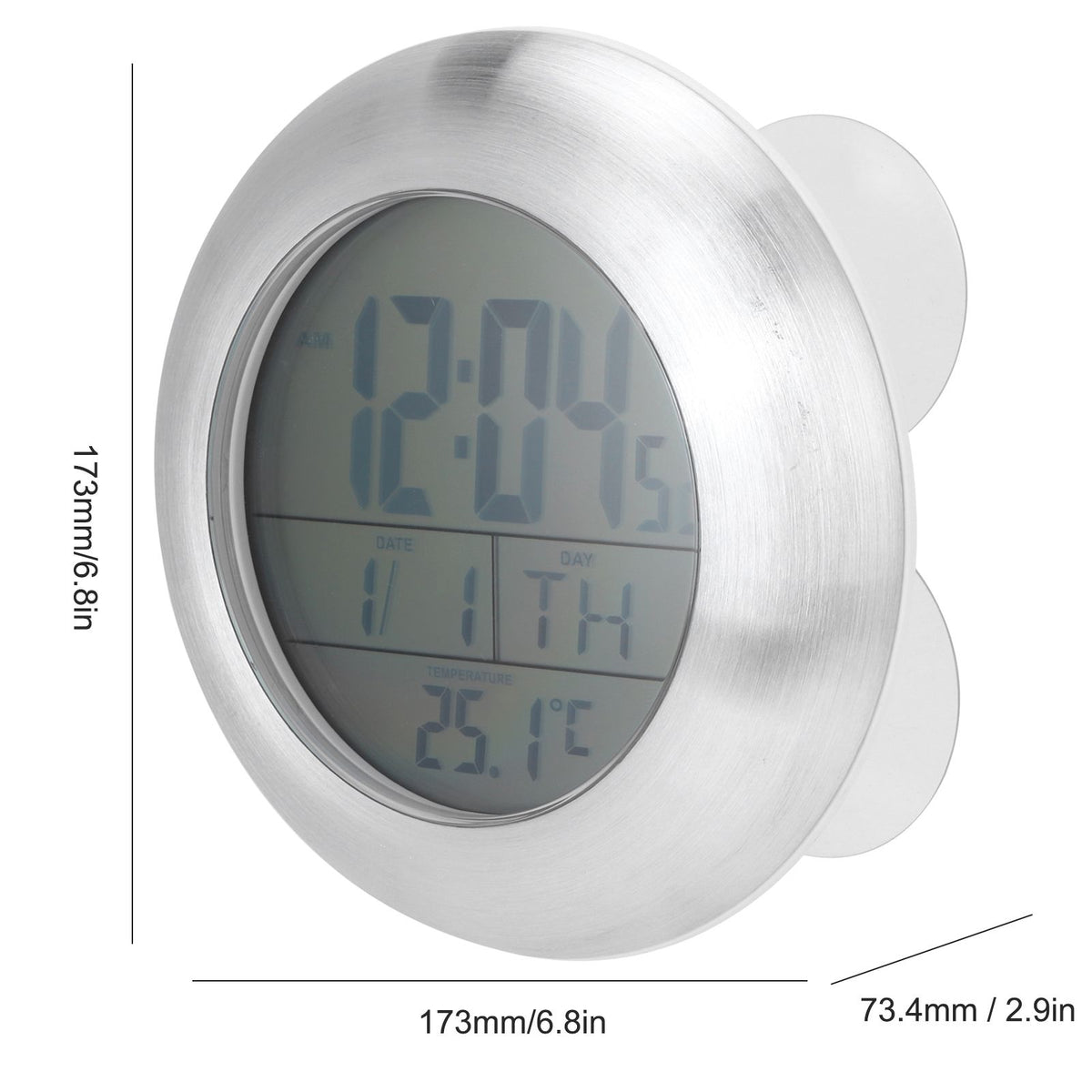 Shower Wall Clock Portable Waterproof Digital Clock with Temperature Calendar Display