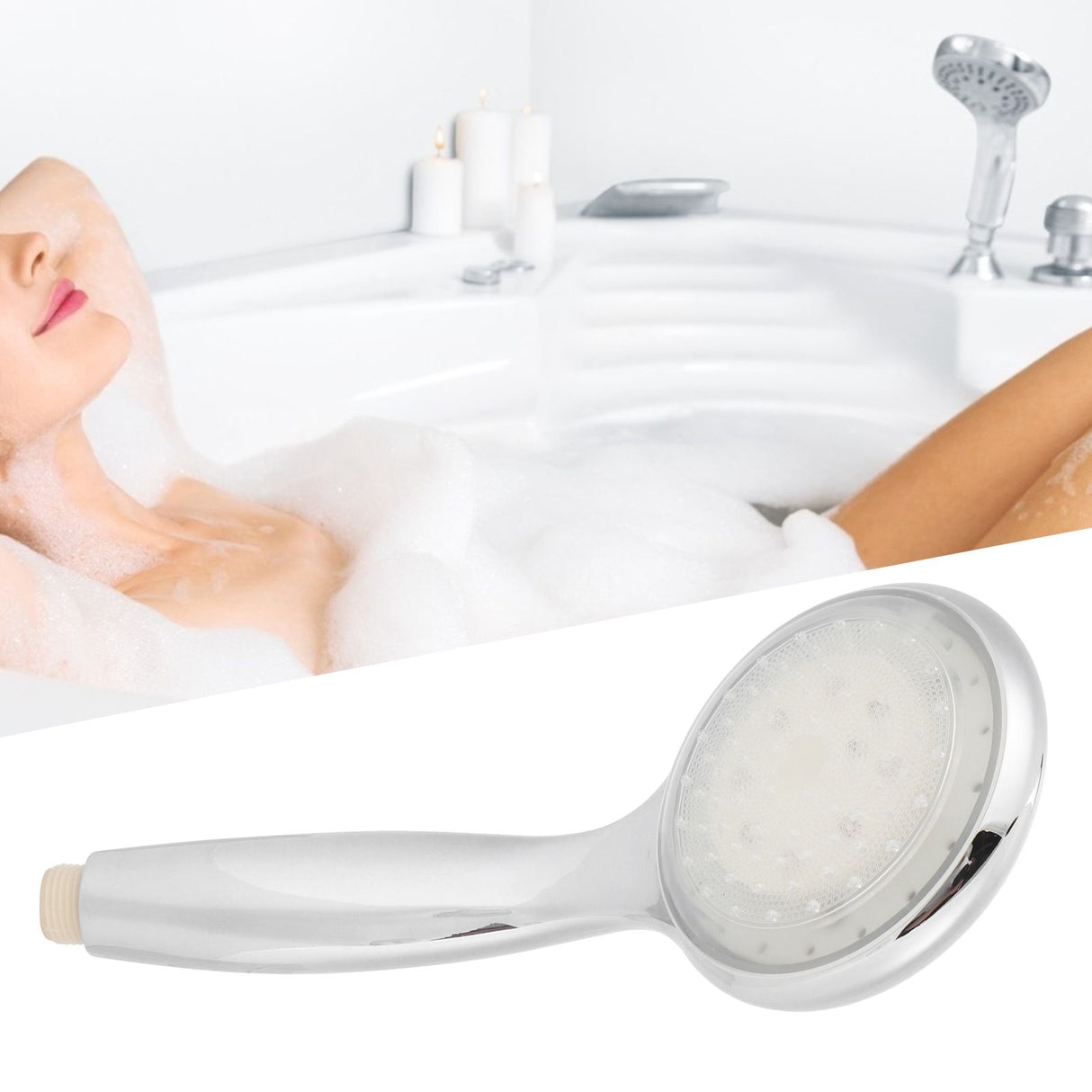 LED Luminous Shower Head Hand Held Temperature Control Shower Nozzle Bathroom Accessory(9820A )