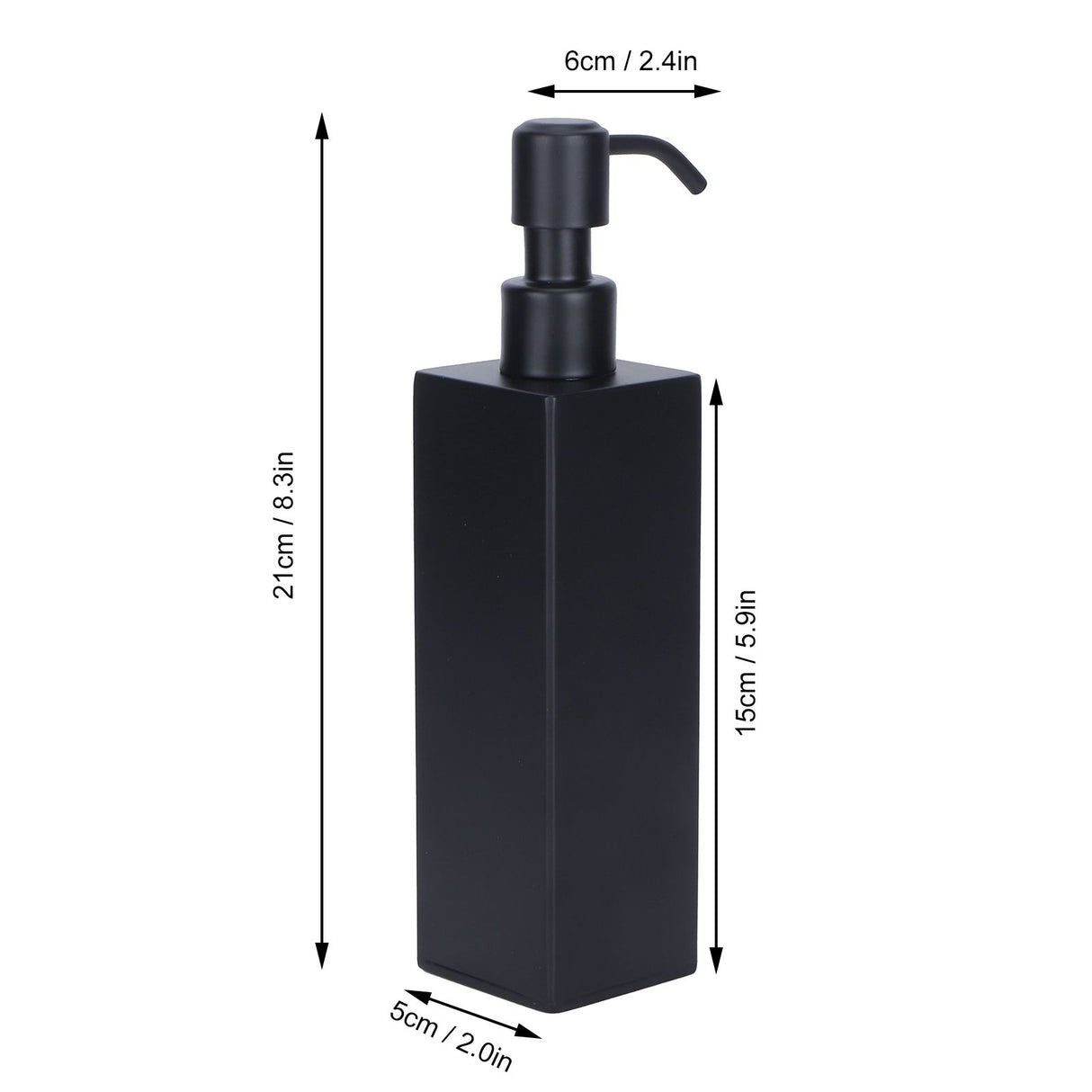 200ml Square Shower Bottle 304 Stainless Steel Shampoo Hand Soap Dispenser Black