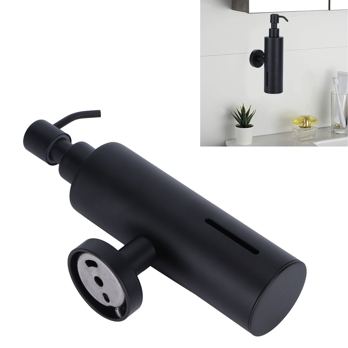 200ml Round Soap Dispenser Wall‑Mounted Shampoo Shower Gel Container Bathroom Supply Black
