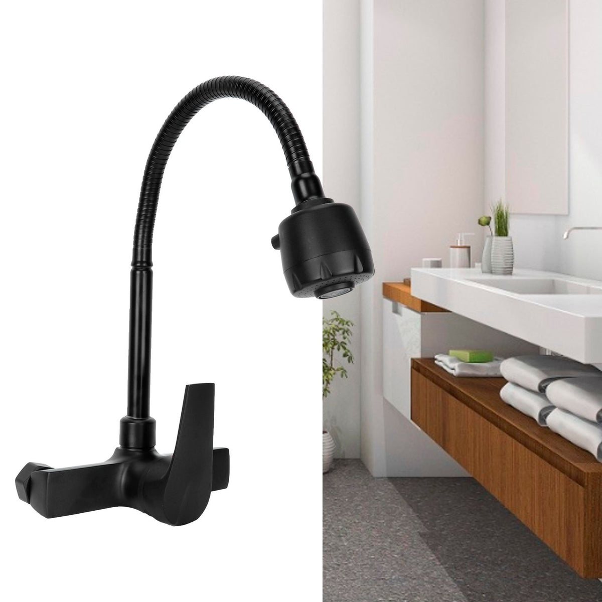 G1/2 Wall Mounted Faucet Bathtub Hot and Cold 360 Degree Rotation Water Mixer Tap