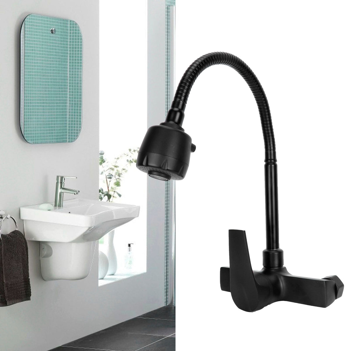 G1/2 Wall Mounted Faucet Bathtub Hot and Cold 360 Degree Rotation Water Mixer Tap