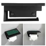 Toilet Paper Rack Wall Mounted Paper Towel Stand with Phone Holder Bathroom Supplies Black - Extra Image