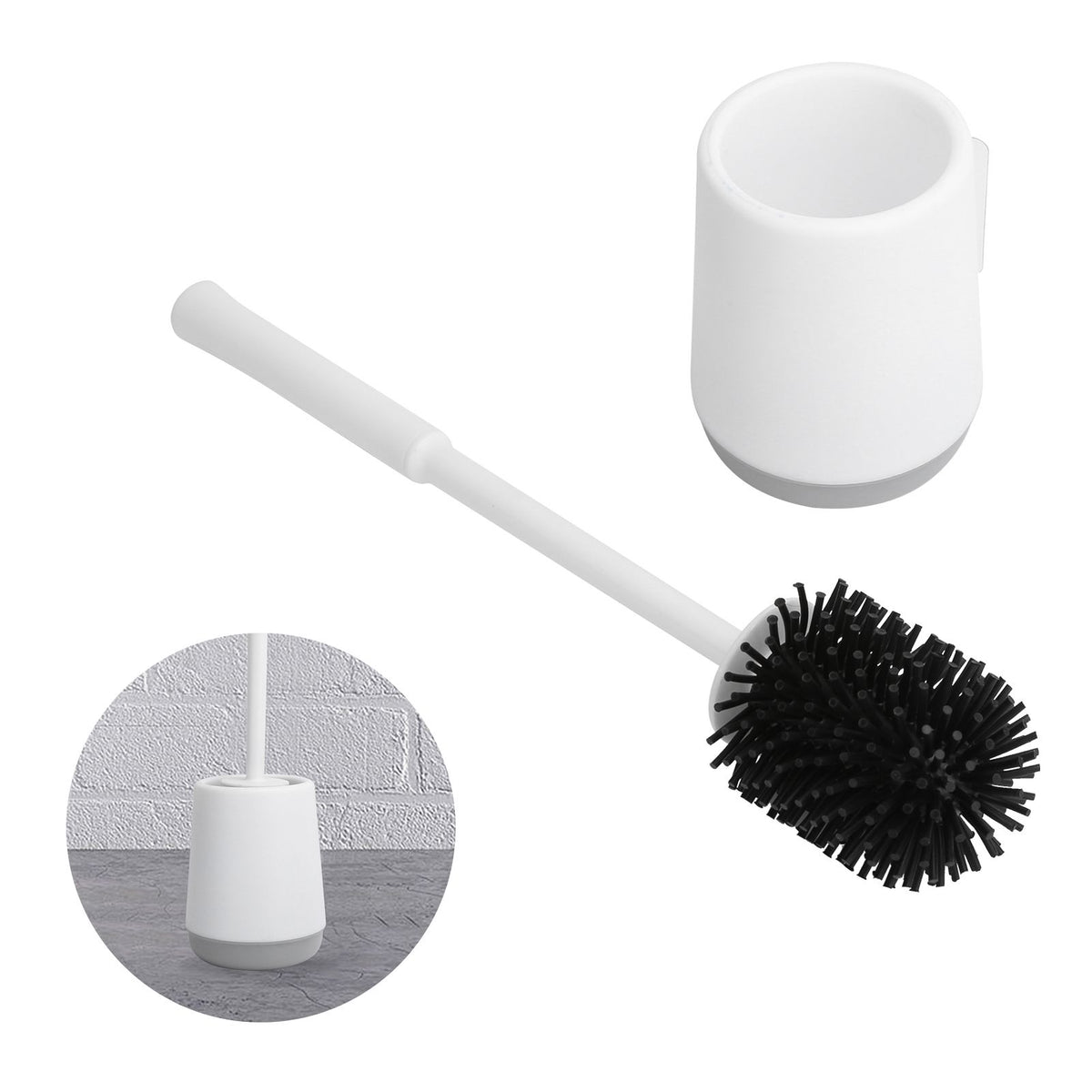 Toilet Brush with Holder Set Wall Mounted Soft Toilet Cleaner Brush for Bathroom