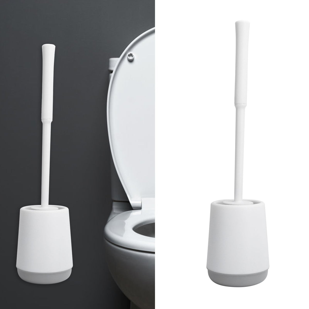 Toilet Brush with Holder Set Wall Mounted Soft Toilet Cleaner Brush for Bathroom