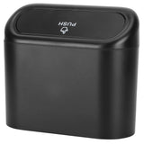 Car Trash Can Portable Hanging Garbage Waste Bin with Lid Vehicle Interior Accessory Black - Side View