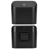 Car Trash Can Portable Hanging Garbage Waste Bin with Lid Vehicle Interior Accessory Black - Low Angle