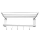 40cm Shower Shelf Foldable Aluminum Bathroom Towel Coat Rack with 5 Hooks Silver - Front View