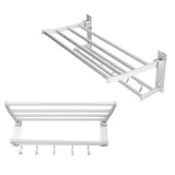 40cm Shower Shelf Foldable Aluminum Bathroom Towel Coat Rack with 5 Hooks Silver - Extra Image