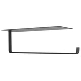 Paper Towel Holder Under Cabinet Self Adhesive Toilet Paper Rack Bathroom Kitchen Matte Black - Front View