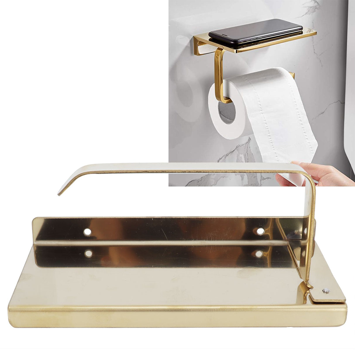 Golden Stainless Steel Roll Paper Shelf Bathroom Toilet Paper Holder Rack for Home