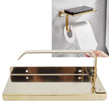 Golden Stainless Steel Roll Paper Shelf Bathroom Toilet Paper Holder Rack for Home