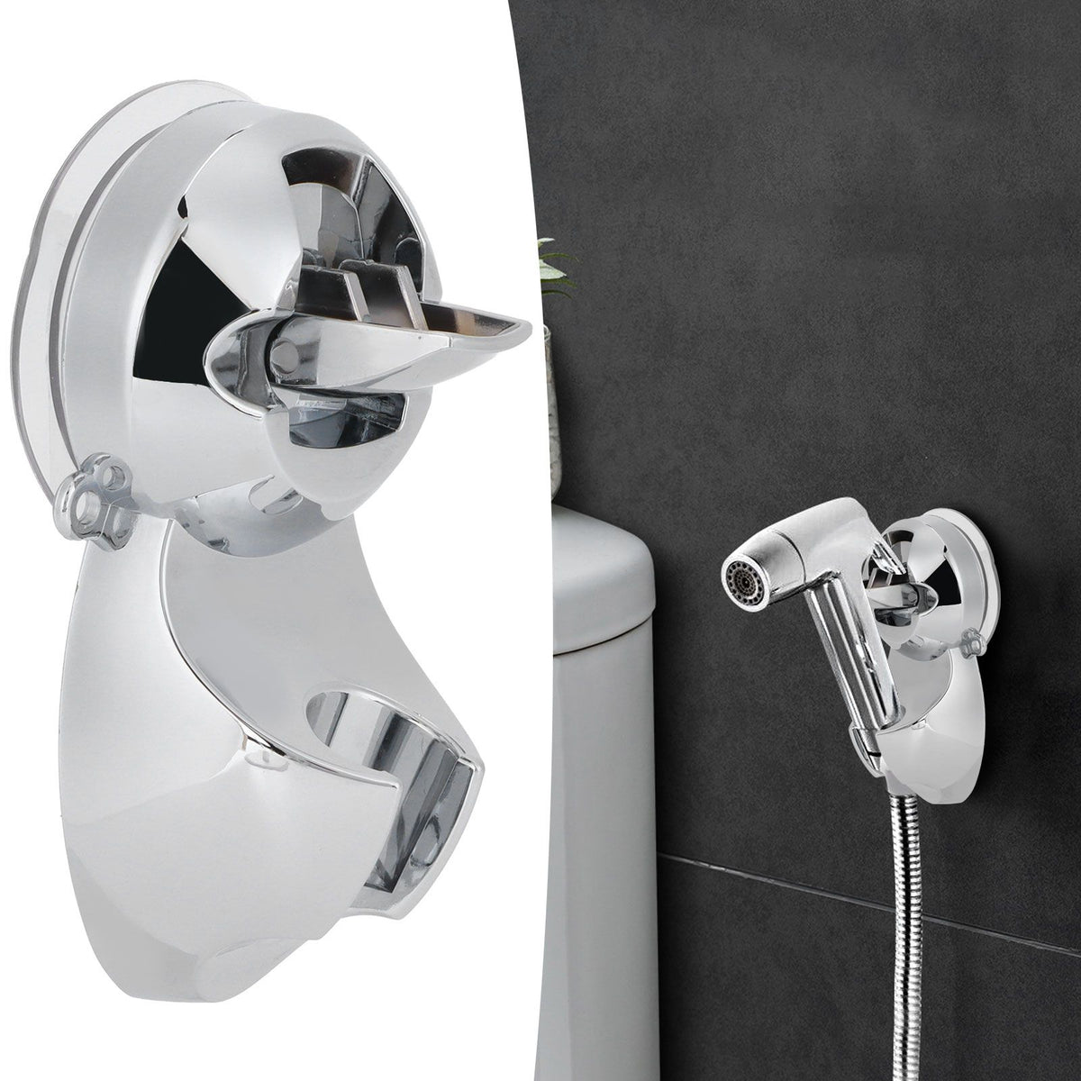ABS Shower Head Holder Suction Cup Handheld Showerhead Bracket Adjustable for Bathroom