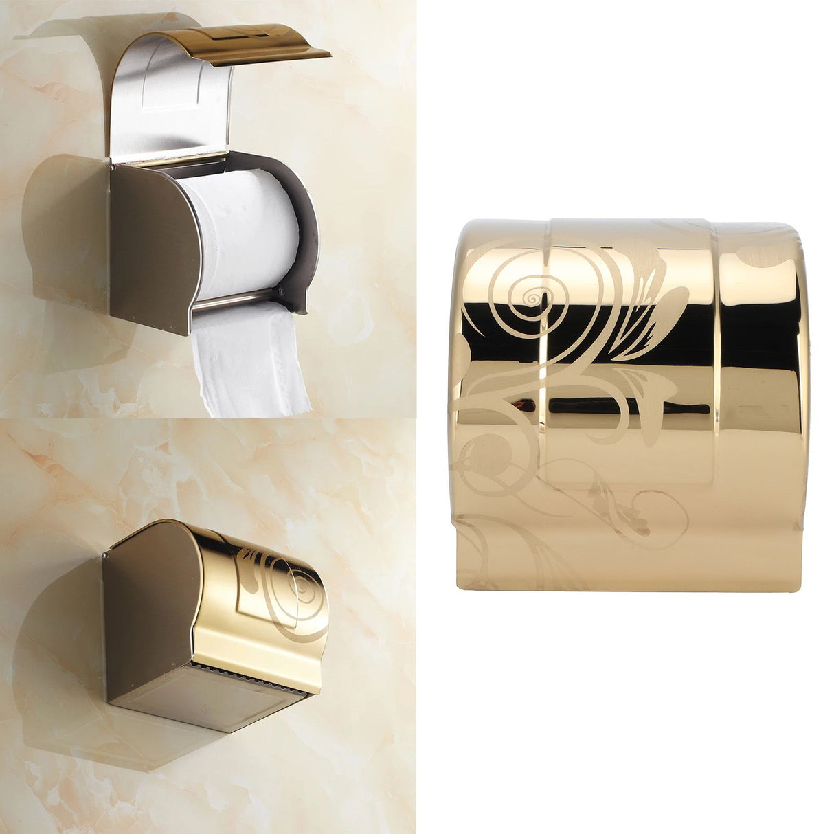 Toilet Paper Holder Golden Stainless Steel Waterproof Bathroom Roll Paper Rack for Bathroom