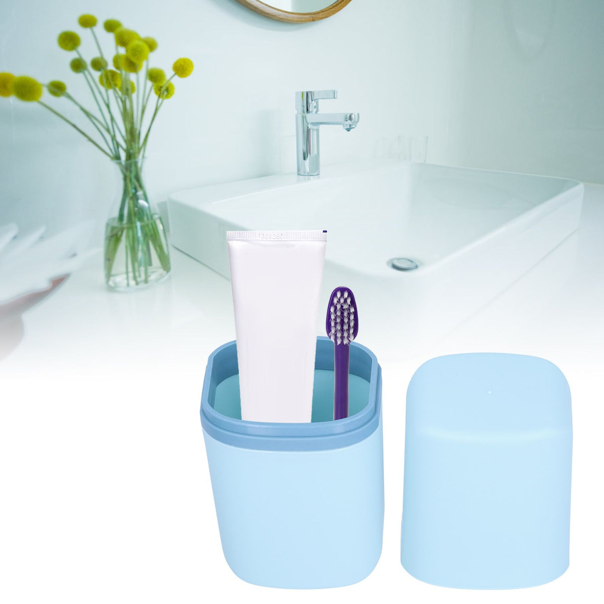 Portable Toothbrush Holder Toothbrush Storage Box Toothpaste Box for Indoor Outdoor Camping TravelBlue
