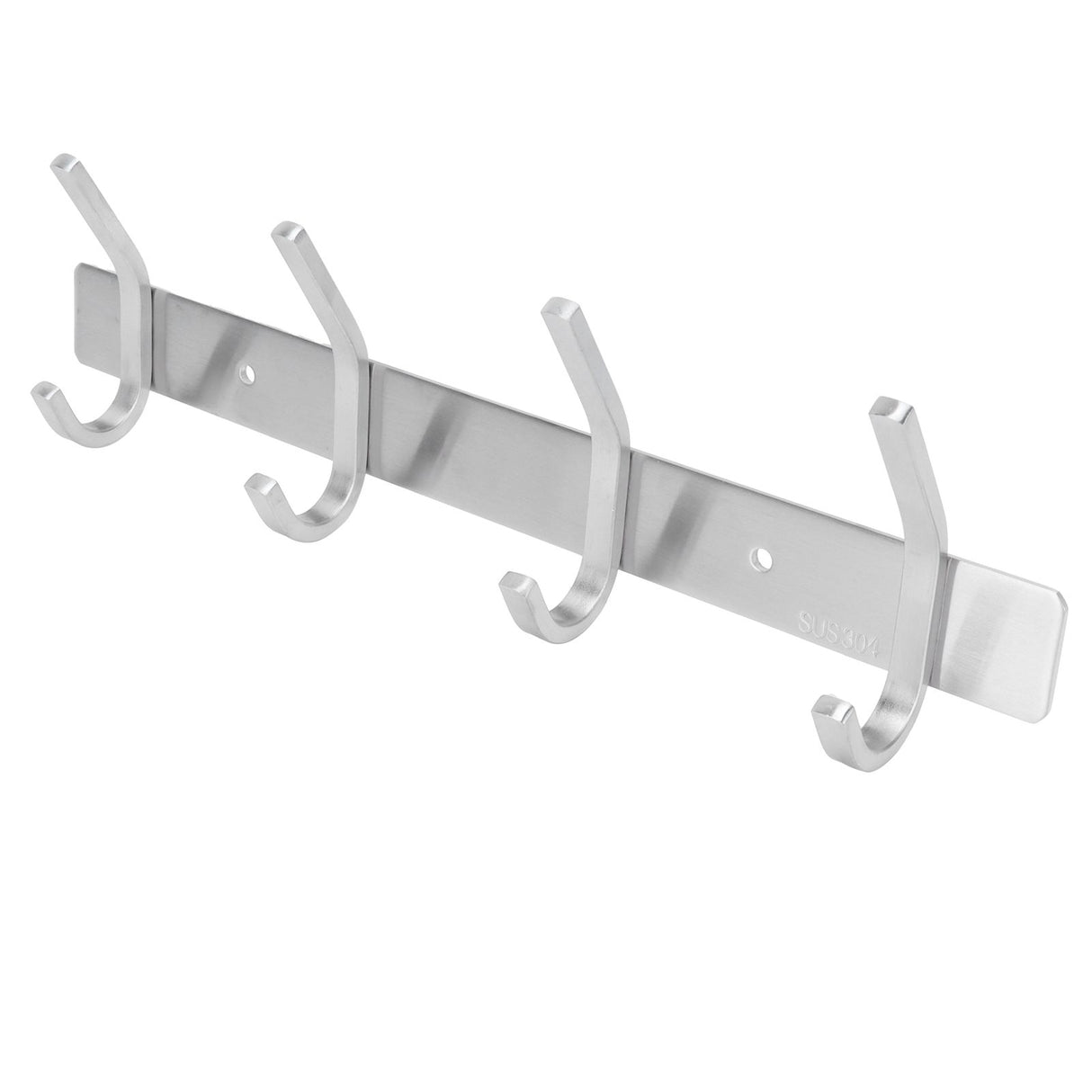 Stainless Steel Hook Wall Mounted Brushed Simple Style 4‑Hook Wall Hanger for Home Bathroom