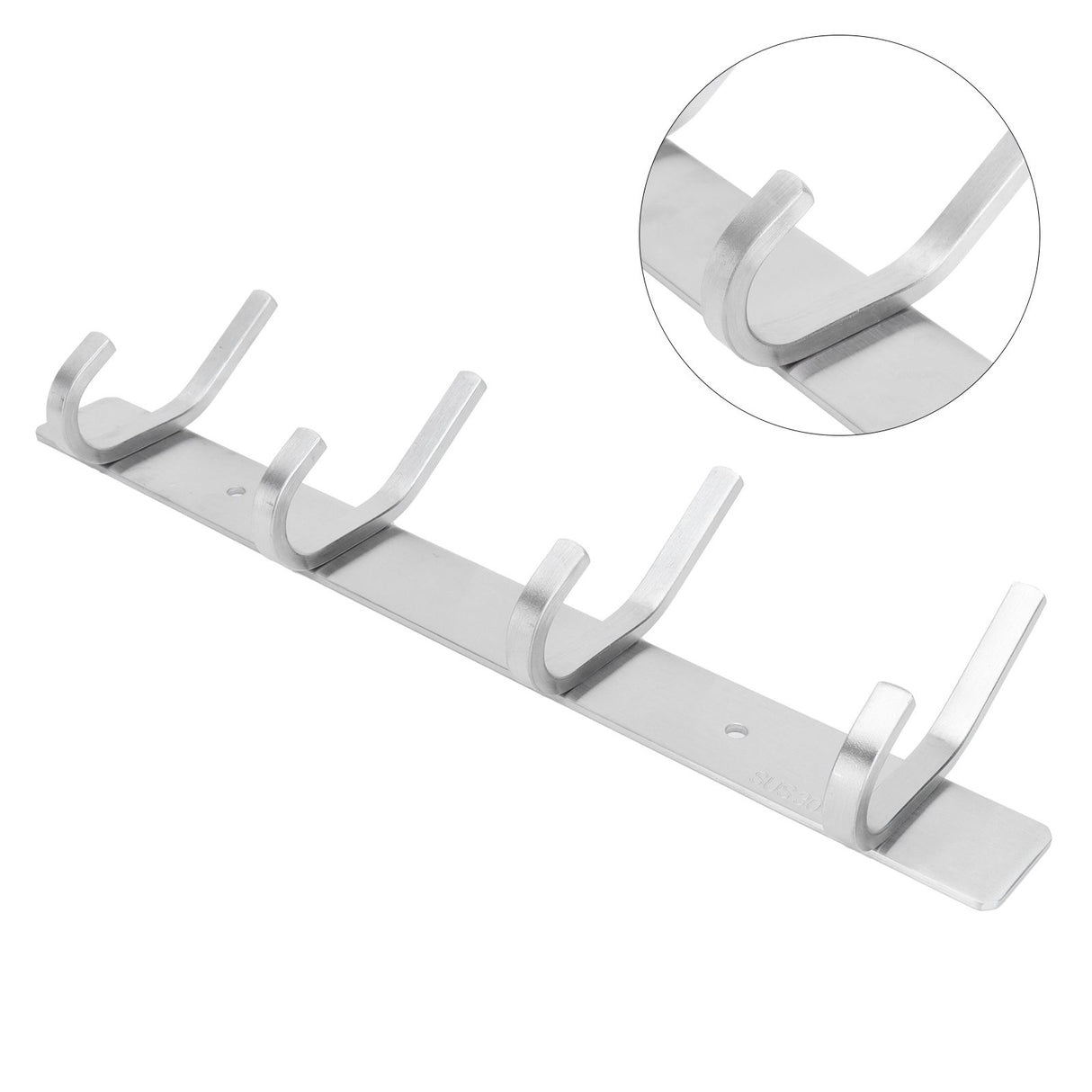Stainless Steel Hook Wall Mounted Brushed Simple Style 4‑Hook Wall Hanger for Home Bathroom