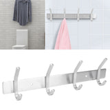 Stainless Steel Hook Wall Mounted Brushed Simple Style 4‑Hook Wall Hanger for Home Bathroom